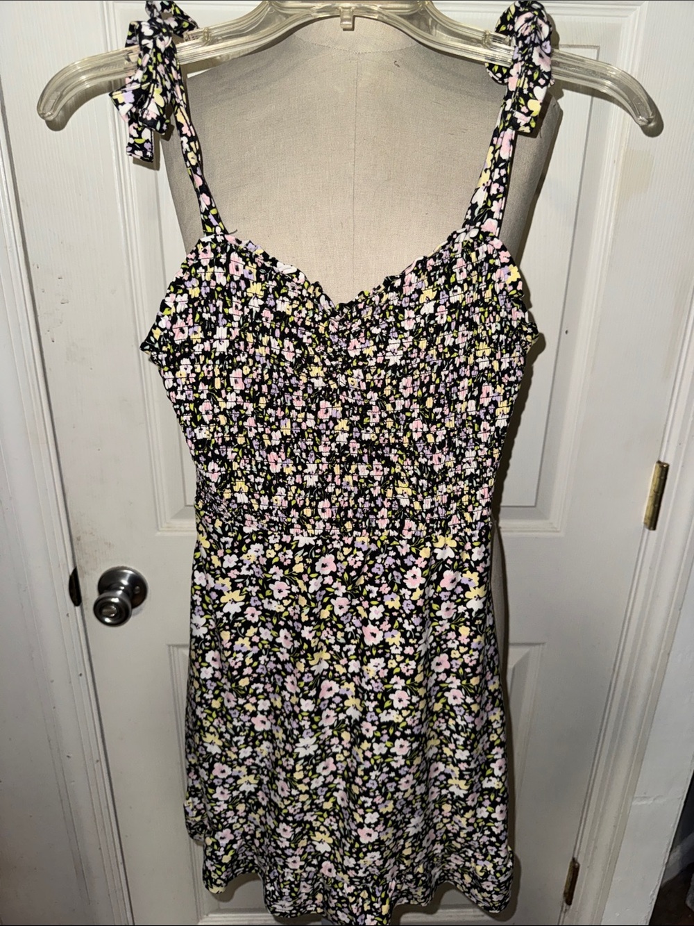 No Boundaries Black Floral Tie-Shoulder Sundress